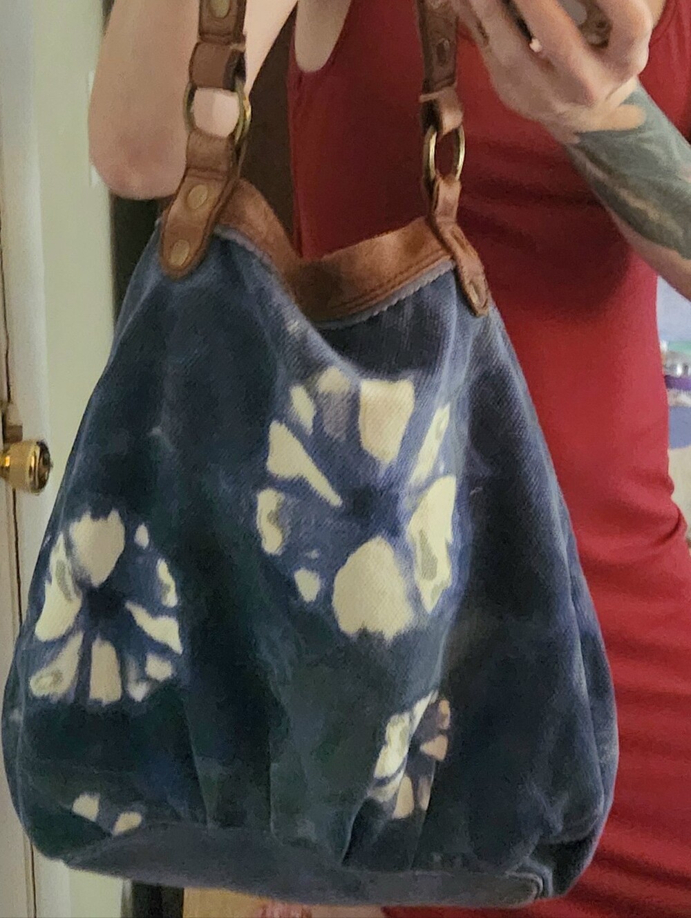 Lucky brand bag blue canvas leather